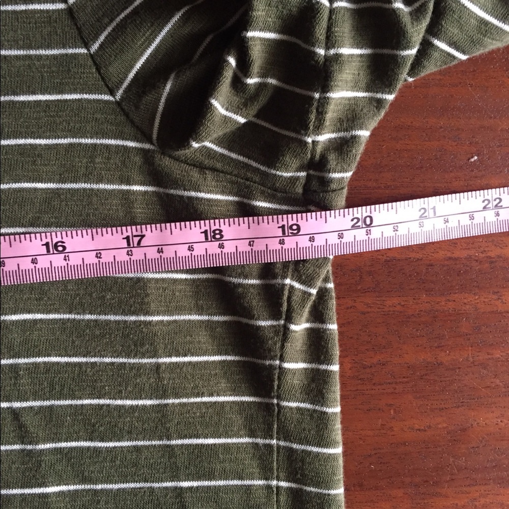 Talbots Petites Green White Striped Flowy Top - Picture 8 of 9